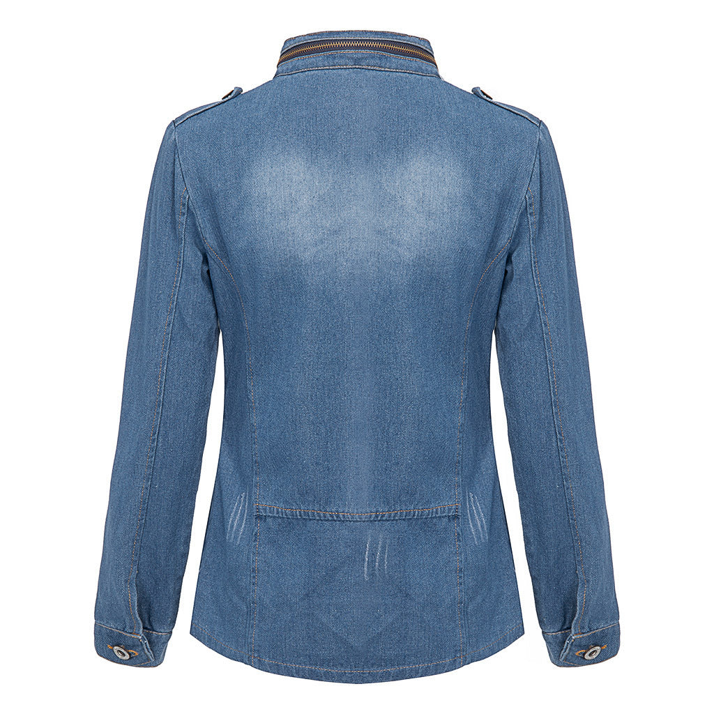 Women’s Denim Jacket – Casual Hip-Length Button-Up Outerwear