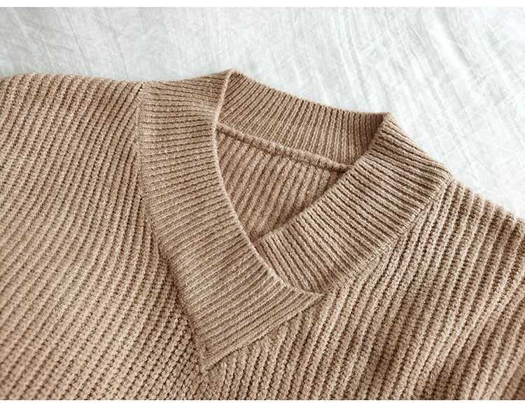 Winter Oversized Knitted Vest for Women – Long V-Neck Sleeveless Pullover with Zipper Placket for Autumn & Winter Layering