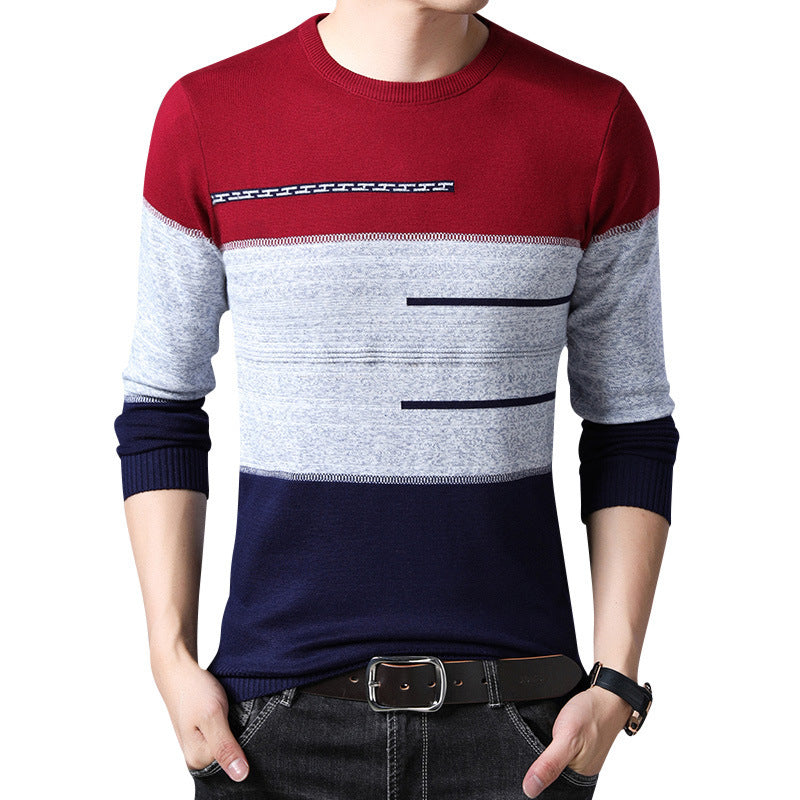 Men’s Slim Fit Cotton Pullover Sweater – Round Neck Knitwear for Spring & Autumn