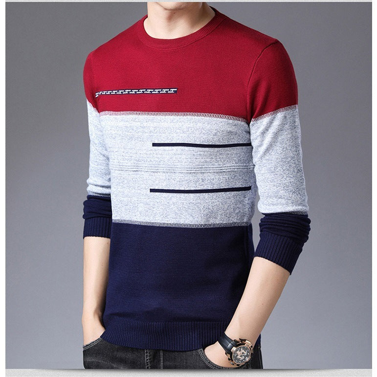 Men’s Slim Fit Cotton Pullover Sweater – Round Neck Knitwear for Spring & Autumn