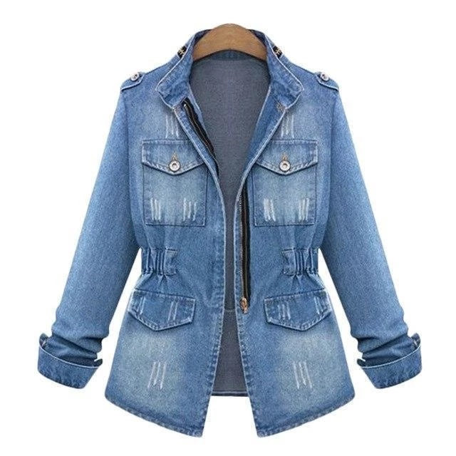 Women’s Denim Jacket – Casual Hip-Length Button-Up Outerwear