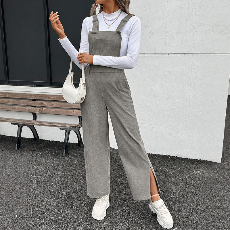 Women’s Corduroy Suspender Jumpsuit – Casual Japanese & Korean Style Overalls