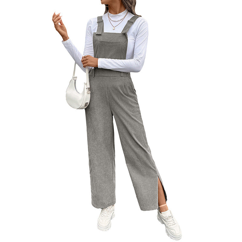 Women’s Corduroy Suspender Jumpsuit – Casual Japanese & Korean Style Overalls