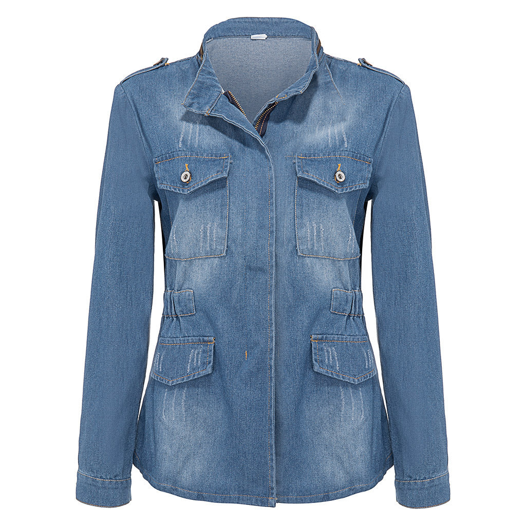 Women’s Denim Jacket – Casual Hip-Length Button-Up Outerwear