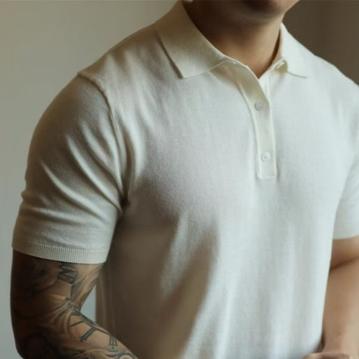 Summer Thin Men's Slim Casual Polo Shirt – Lightweight Short Sleeve Casual Tee