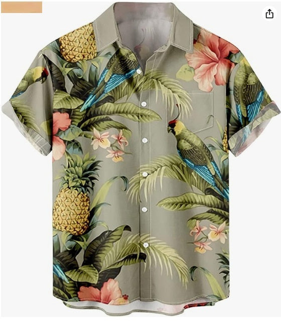 Men's Cardigan Plus Size Short Sleeve – Slim Fit Digital Print Casual T-Shirt