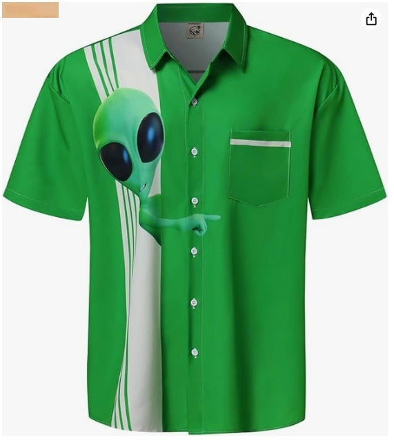 Men's Cardigan Plus Size Short Sleeve – Slim Fit Digital Print Casual T-Shirt