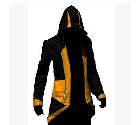 Halloween Polyester Hoodie Jacket – Cosplay & Streetwear Long Coat for Men (Unisex Styling)