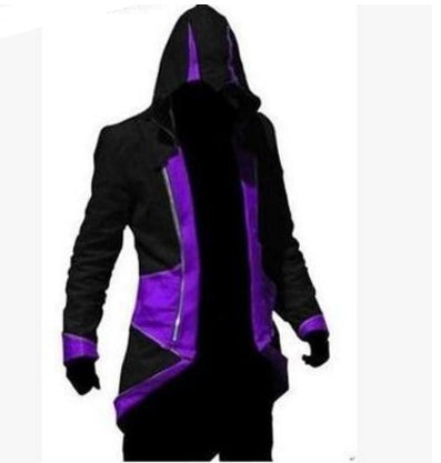 Halloween Polyester Hoodie Jacket – Cosplay & Streetwear Long Coat for Men (Unisex Styling)