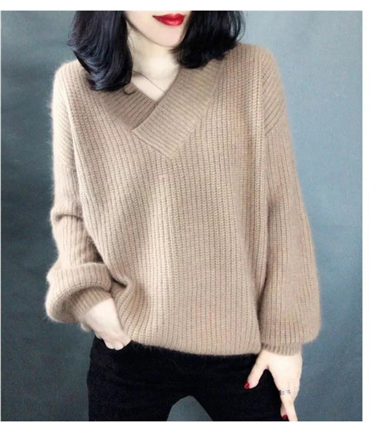 Winter Oversized Knitted Vest for Women – Long V-Neck Sleeveless Pullover with Zipper Placket for Autumn & Winter Layering