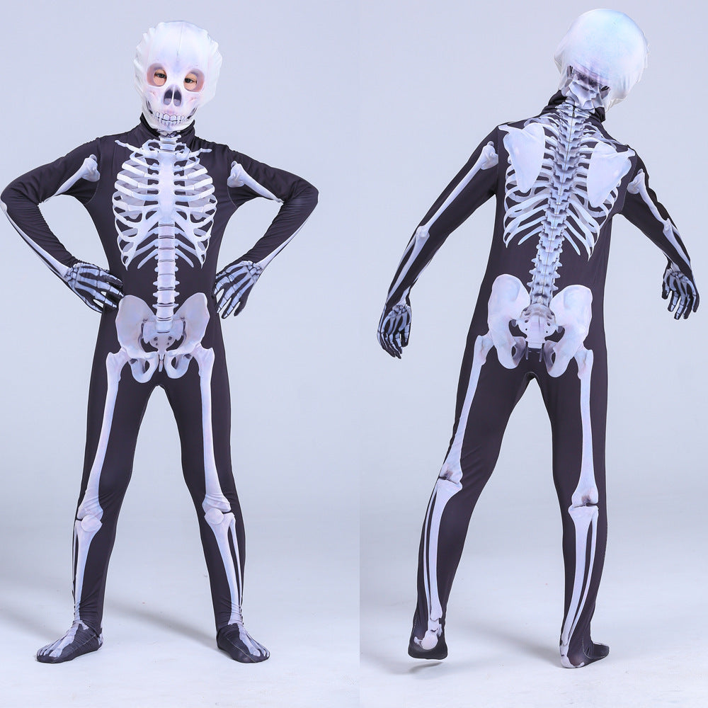 Halloween Skeleton Costume – Men’s Black Milk Silk Stage Outfit