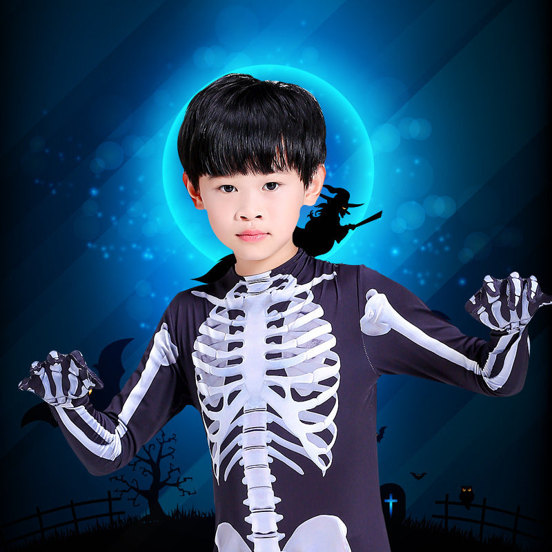 Halloween Skeleton Costume – Men’s Black Milk Silk Stage Outfit