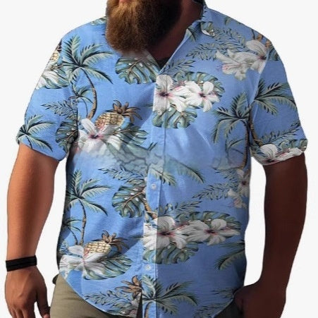Men's Cardigan Plus Size Short Sleeve – Slim Fit Digital Print Casual T-Shirt
