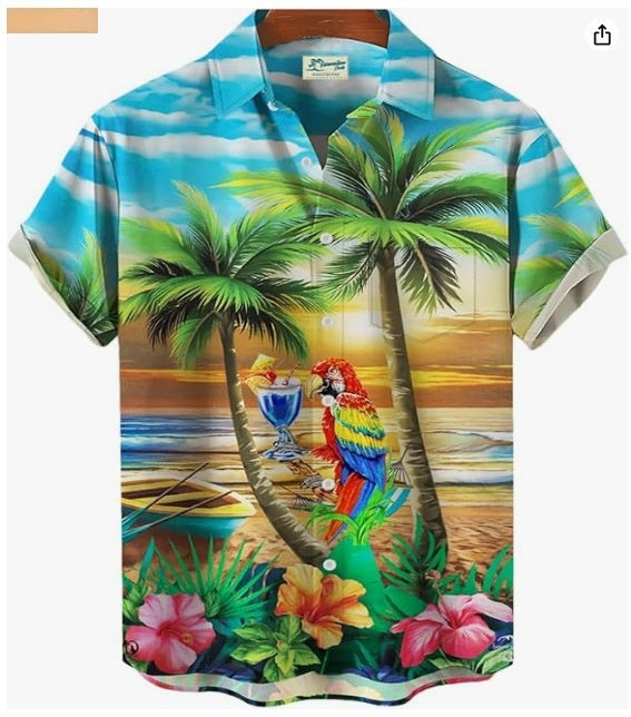 Men's Cardigan Plus Size Short Sleeve – Slim Fit Digital Print Casual T-Shirt