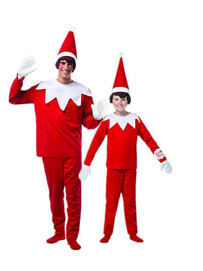 Halloween Elf Costumes – Unisex Red Corduroy Costume for Adults & Kids
