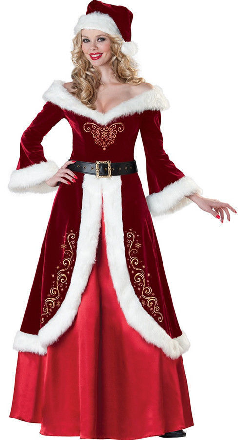 Santa Couple Costume – Men’s & Women’s Corduroy Christmas & Stage Outfit