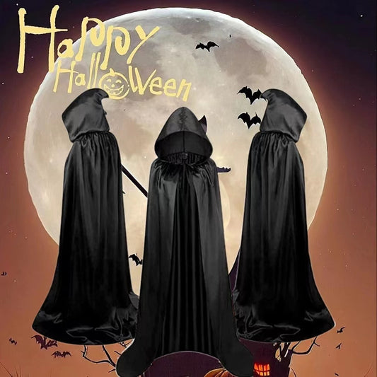 Halloween Cloak Costumes – Hooded Wizard & Vampire Capes for Kids & Adults | Reversible Satin Mantle for Cosplay & Parties