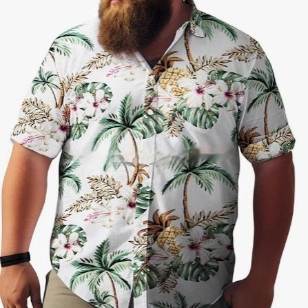 Men's Cardigan Plus Size Short Sleeve – Slim Fit Digital Print Casual T-Shirt