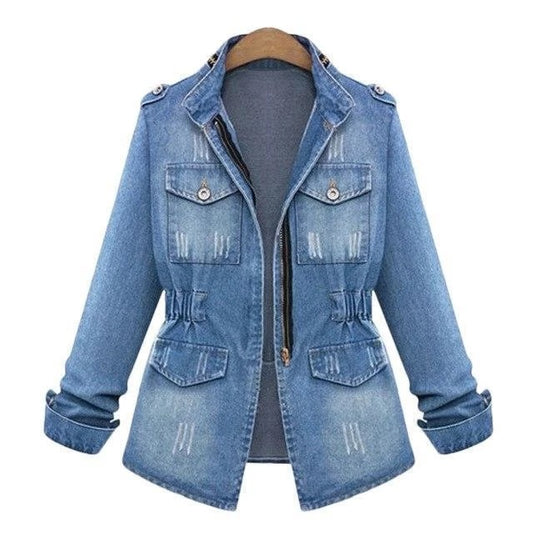 Women’s Denim Jacket – Casual Hip-Length Button-Up Outerwear
