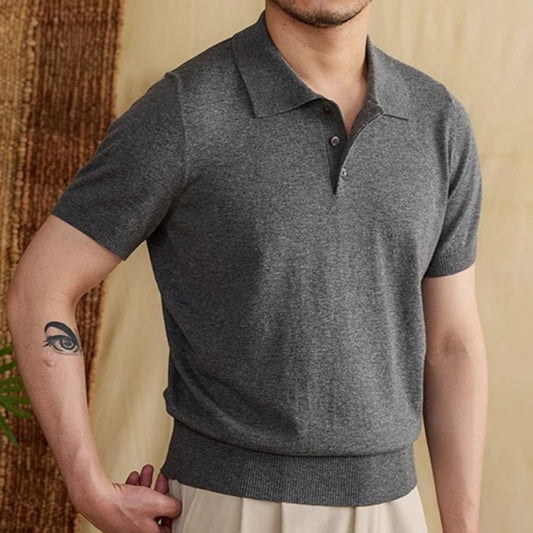 Summer Thin Men's Slim Casual Polo Shirt – Lightweight Short Sleeve Casual Tee