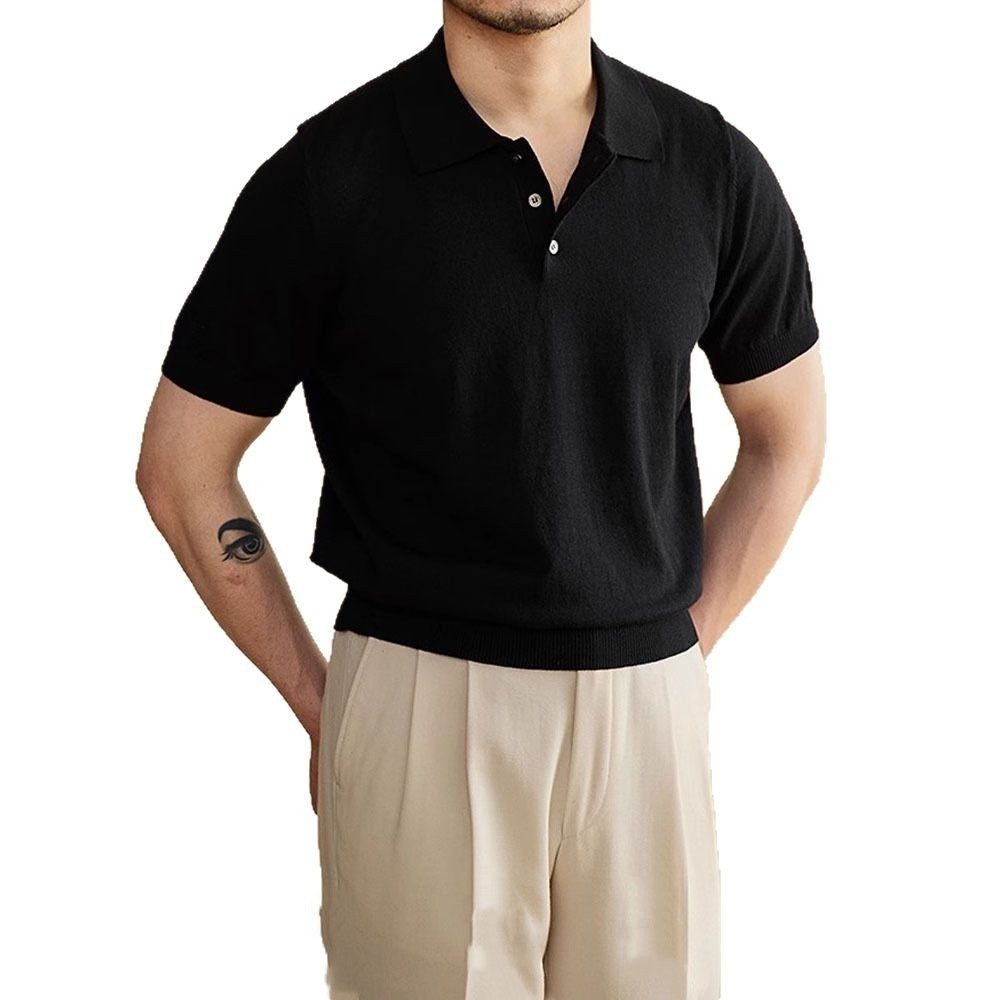 Summer Thin Men's Slim Casual Polo Shirt – Lightweight Short Sleeve Casual Tee
