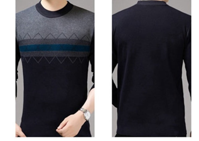 Men’s Casual Pullover Sweater – Autumn & Winter Knitwear for Middle-Aged & Elderly