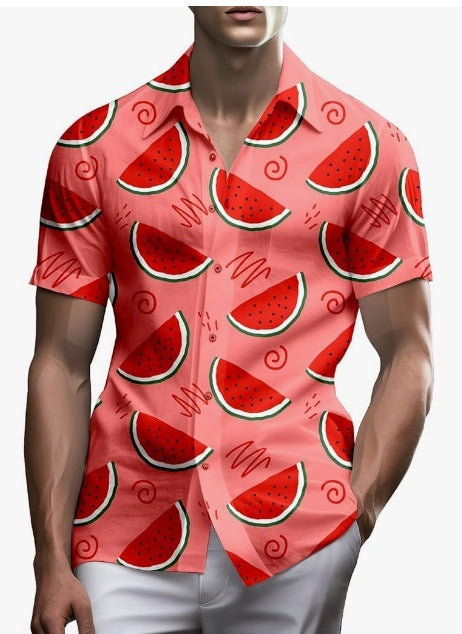 Men's Cardigan Plus Size Short Sleeve – Slim Fit Digital Print Casual T-Shirt