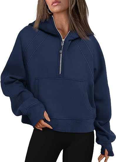 Women’s Zipper Hoodie Sweatshirt – Long Sleeve Pullover with Pocket, Loose Fit, Winter & Fall Outfit