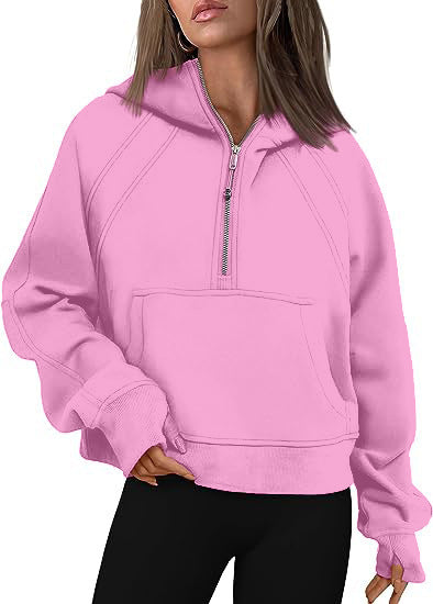 Women’s Zipper Hoodie Sweatshirt – Long Sleeve Pullover with Pocket, Loose Fit, Winter & Fall Outfit
