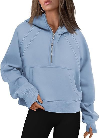 Women’s Zipper Hoodie Sweatshirt – Long Sleeve Pullover with Pocket, Loose Fit, Winter & Fall Outfit
