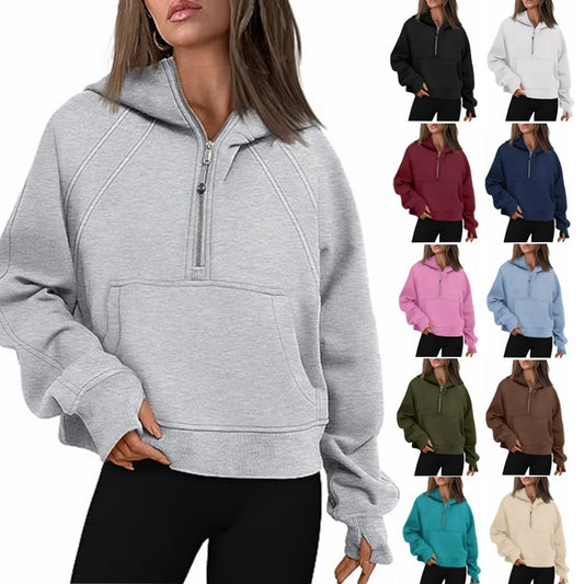 Women’s Zipper Hoodie Sweatshirt – Long Sleeve Pullover with Pocket, Loose Fit, Winter & Fall Outfit