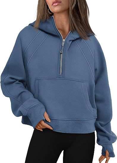 Women’s Zipper Hoodie Sweatshirt – Long Sleeve Pullover with Pocket, Loose Fit, Winter & Fall Outfit