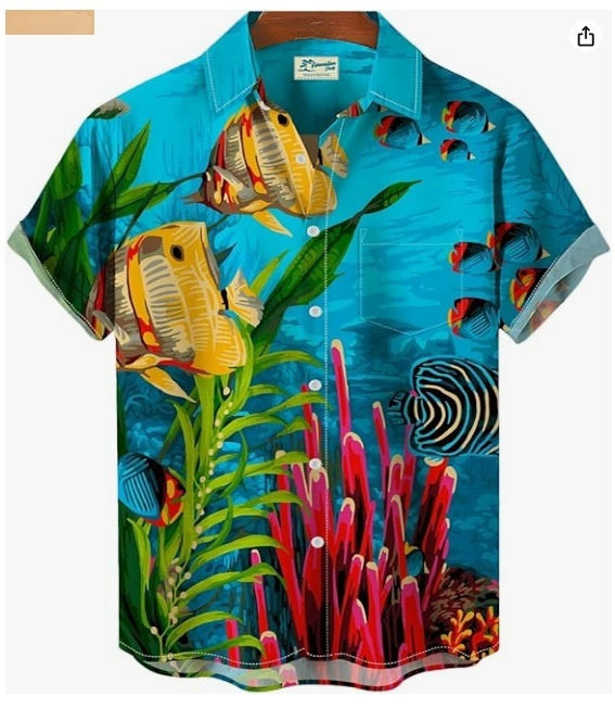Men's Cardigan Plus Size Short Sleeve – Slim Fit Digital Print Casual T-Shirt